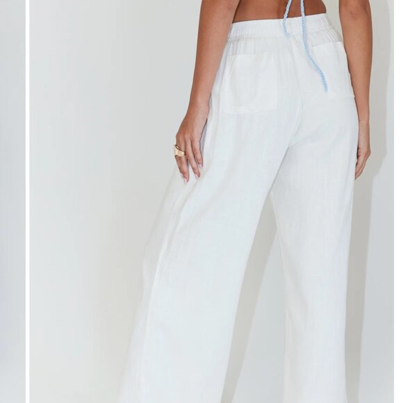 Princess Polly Louis Cotton & Linen Wide Leg Pants Women's 4 - Picture 9 of 10